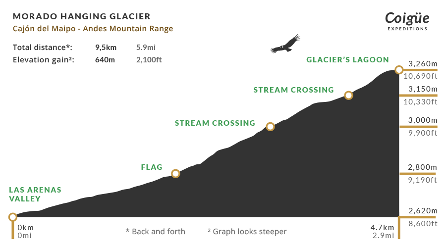 Morado Hanging Glacier elevation profile